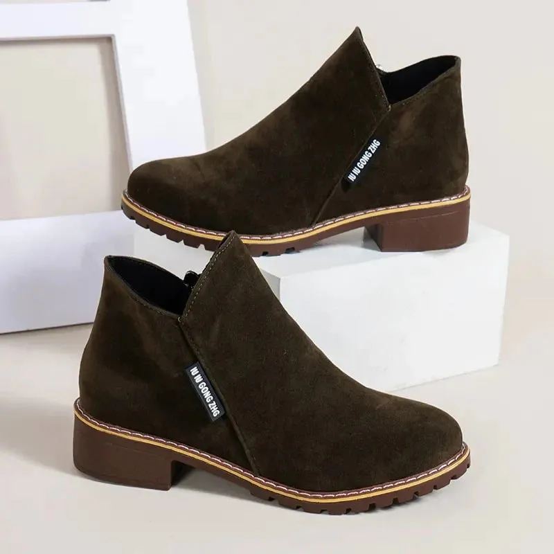 Dyavor Orthopedic Women Ankle Boots Suede Warm Zipper NonSkid Fashion Designed