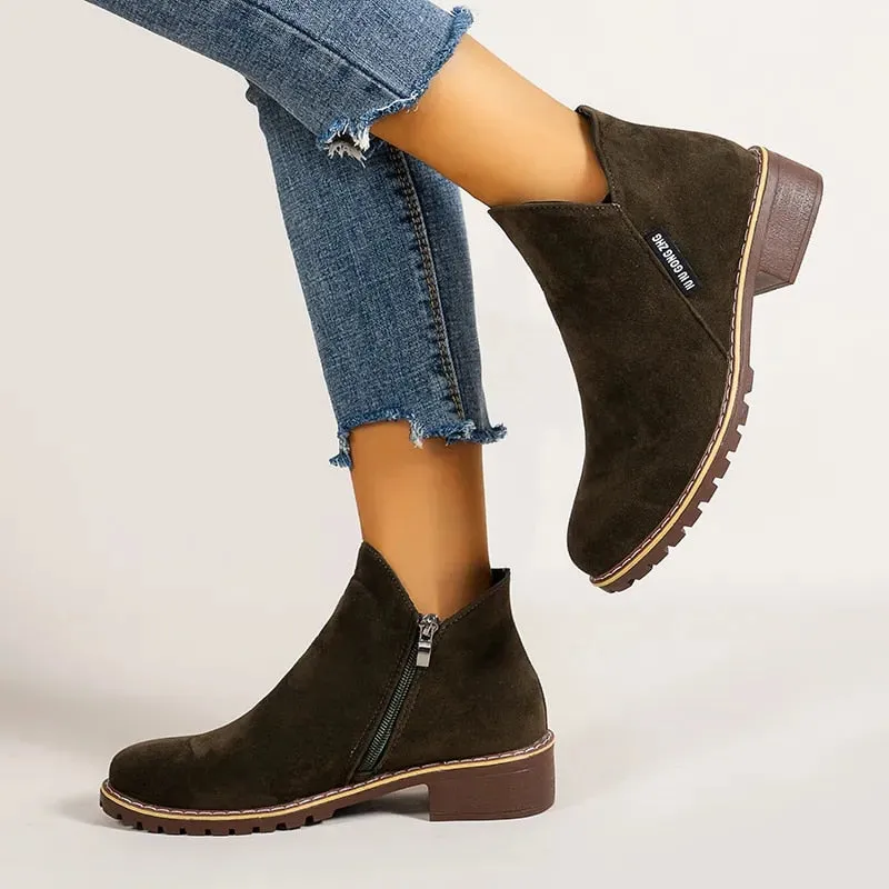 Dyavor Orthopedic Women Ankle Boots Suede Warm Zipper NonSkid Fashion Designed