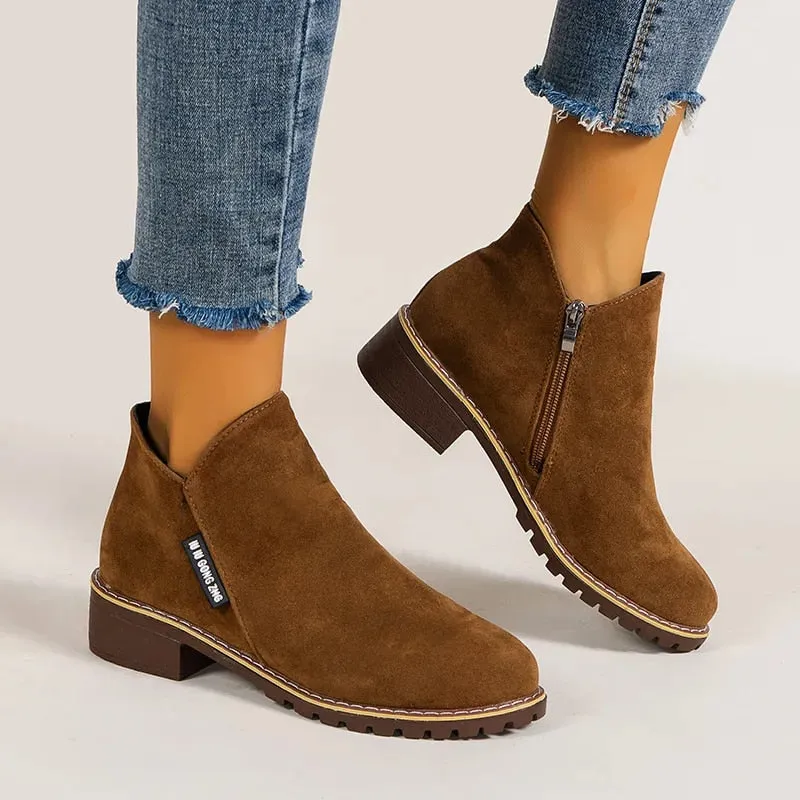 Dyavor Orthopedic Women Ankle Boots Suede Warm Zipper NonSkid Fashion Designed