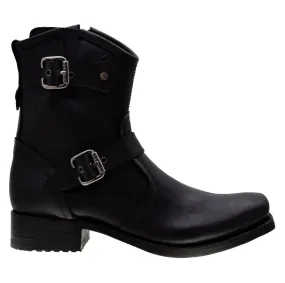 Men's Biker Boots Sendra 8787 Black Leather Square Toe Zipper Boots