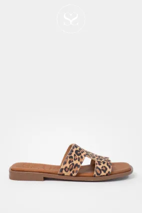 OH MY SANDALS 5580 LEOPARD PRINT LEATHER SLIP-ON SANDALS
