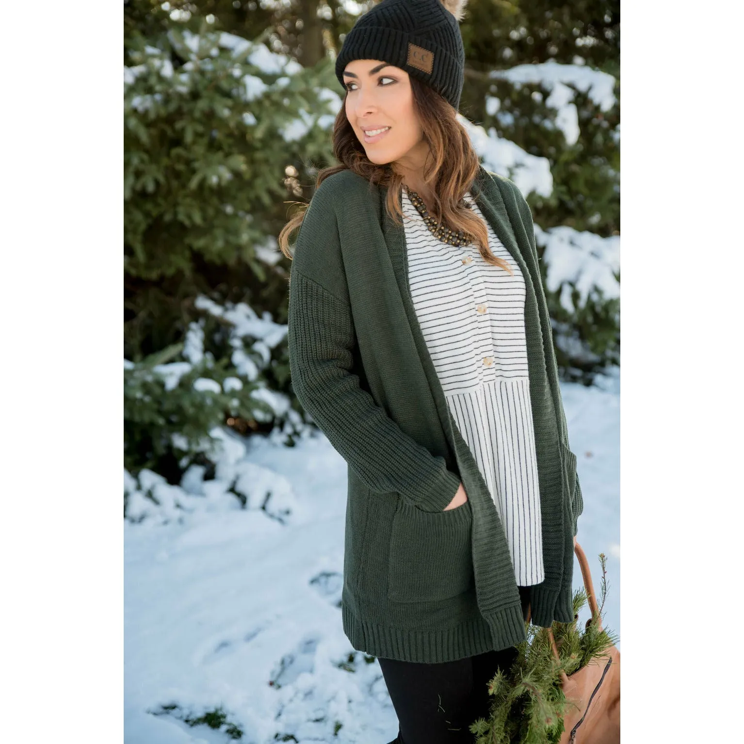 Ribbed Sleeve Cardigan