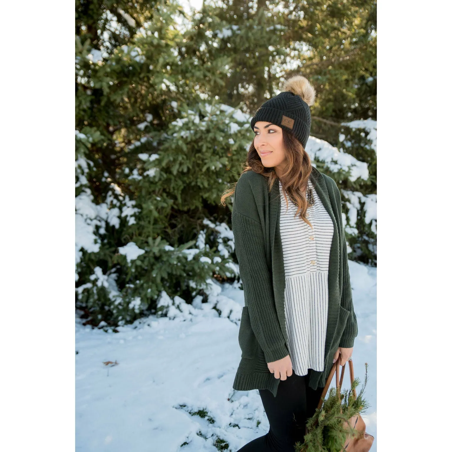Ribbed Sleeve Cardigan